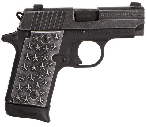 Sig P238 We The People Pistol 238380WTP, 380 ACP, Pistol 2.7 in, Aluminum Grip, Distresed Finish, 7 Rd