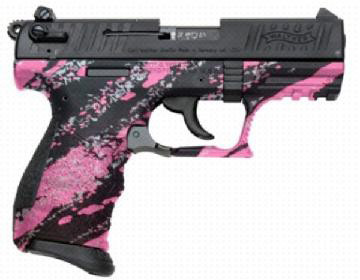 Walther P22 DA/SA Pistol 5120322, 22 Long Rifle, 3.4 in, Pink Tiger Stripe Finish, 10 Rd