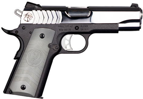 Ruger SR1911 Navy Special Warfare Pistol 6743, 9MM, 4.25 in, Brushed Aluminum Grips, Polished Stainless Finish, 9 Rd