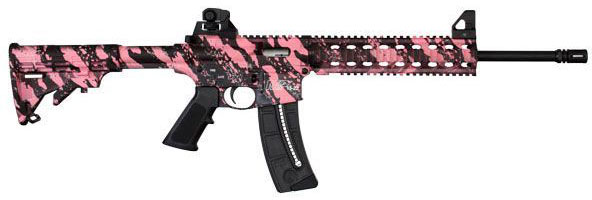 Smith & Wesson MP 15-22 Pink Platinum Rifle 811051, 22 Long Rifle, 16 in, Collapsible Buttstock, Pink Camo Finish