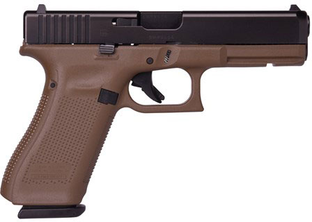Glock 17 Gen5 Pistol PA1750203DE, 9mm, 4.48 in, FDE Polymer Grip, Gas Nitride Finish, Fixed Sights, 17 Rds
