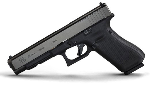Glock 34 Gen5 Modular Optic System Pistol PA3430103MOS, 9mm, 5.32", Black Polymer Grips, Black Finish, 17 Rds