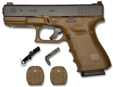 Glock 19 Vickers Gen 3 RTF2 Tactical Pistol PT1950003DE, 9mm, 4", Flat Dark Earth Polymer Grips, Nitride Finish, 15 Rd