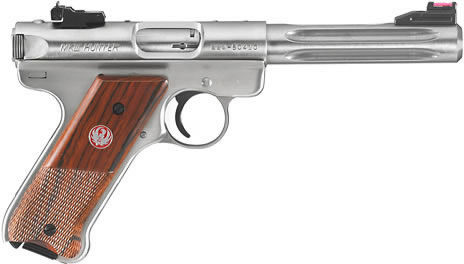 Ruger Mark III Hunter Semi-Auto Pistol 10125, 22 LR, 5.5", Wood Grip, Stainless Finish