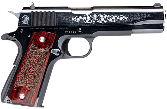 Colt Series 70 Gustav Young Pistol O1970A1CS-VJC, 45 ACP, 5", Rosewood Grip, Royal Blue Finish, 7 Rd