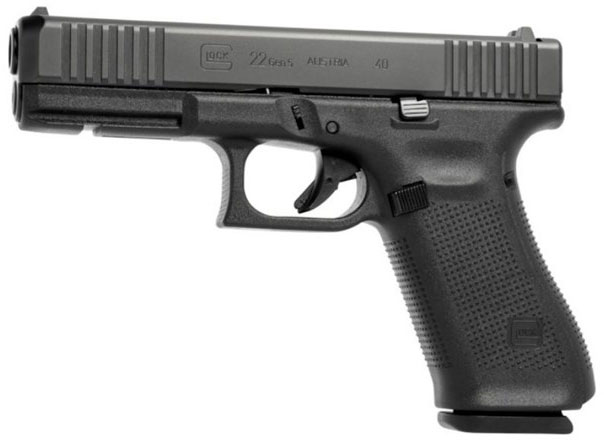Glock 22 Gen 5 Pistol PA225S203, 40 S&W, 4.49", Black Grips, Black Finish, 15 Rds