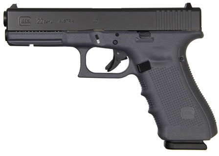 Glock 22 Gen4 Pistol PG2250203D, 40 Smith & Wesson, 4.49 in, Gray Polymer Grip, Gas Nitride Finish, Fixed Sights, 15 Rds