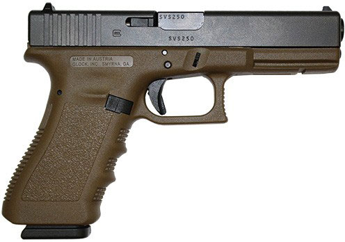 Glock 17 Standard Pistol PI1750203D, 9mm 4.49 in, Flat Dark Earth Grip, Gas Nitride Finish, 17 Rd