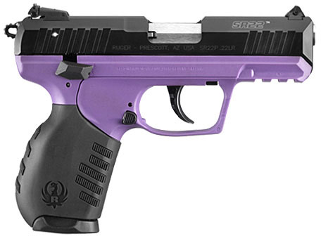 Ruger SR22 Lady Lilac Pistol 3606, 22 Long Rifle, 3.5 in, Purple Frame, Black FInish, 10 Rd