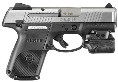 Ruger SR9C Compact Pistol w/CT Light 3332, 9mm, 3-1/2", Glass Filled Nylon Grip, Stainless Steel Finish, 17 Rd