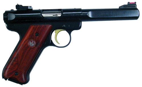 Ruger Mark III Deluxe Pistol RUMKIII512GCL, 22 LR, 5.5", Cocobolo Grip, Blue Finish, 10 Rd