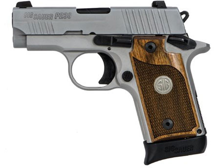 Sig P238 Pistol 238380ASE, 380 ACP, 2.7", Wood Grips, Stainless PVD Finish, 7 Rds