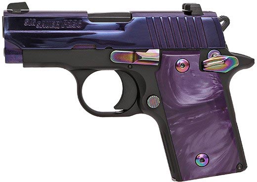 Sig P238 Pistol 238-380-PSP, 380 ACP, 2.7 in, Purple Grips, Black Nitron/Purple Finish, 6 Rd