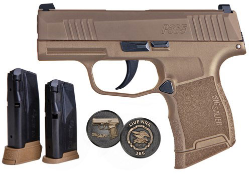 Sig P365 NRA Edition Pistol 3659COYXR3NRA19, 9mm, 3.1 in, Polymer Grip, Coyote Finish, X-Ray 3 Sights, 10Rd