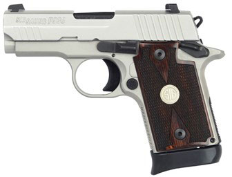 Sig P938 ASE Pistol 9389ASEAMBI, 9mm, 3", Wood Grips, Stainless Finish, 7 Rds