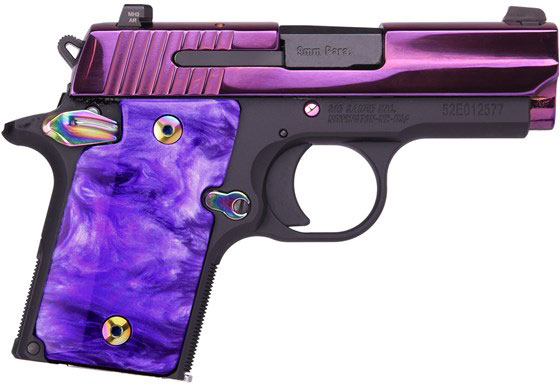 Sig P938 Special Edition Pistol 938-9-PSP-AMBI, 9mm, 3", Purple Lava G-10 Grips, Purple PVD Finish, 6 Rd