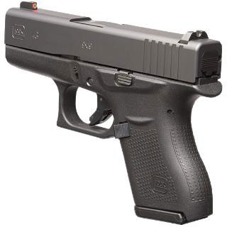Glock 43 Single Stack Pistol UI4330201CTH, 9mm, 3.39", Black Synthetic Grips, Fixed Sights, Crimson Trase LaserGuard, Black Finish, 6 Rd