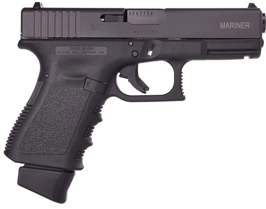 Glock 19 Gen3 Mariner Pistol EI1955206EM3, 9mm, 4.02 in, Polymer Grip, Black Finish, Fixed Sights, 17 Rd