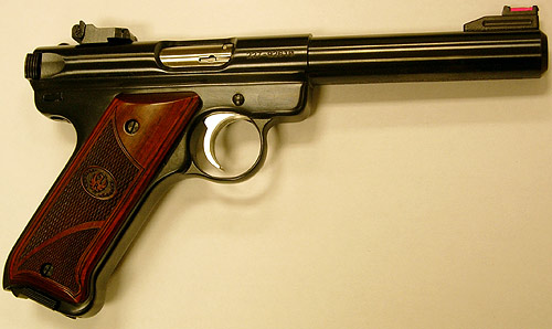 Ruger Mark III Semi-Auto Pistol 10131, 5.5", 22 LR, Walnut Stock, Blue Finish