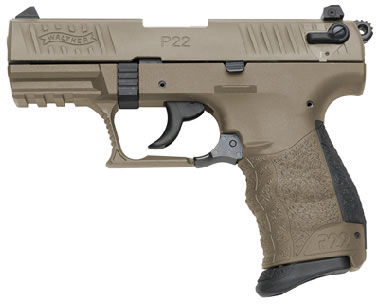 Walther P22Q Semi-Auto Pistol QAP22524, 22 Long Rifle, 3.4", Polymer Grip, Flat Dark Earth Finish, 10 Rd