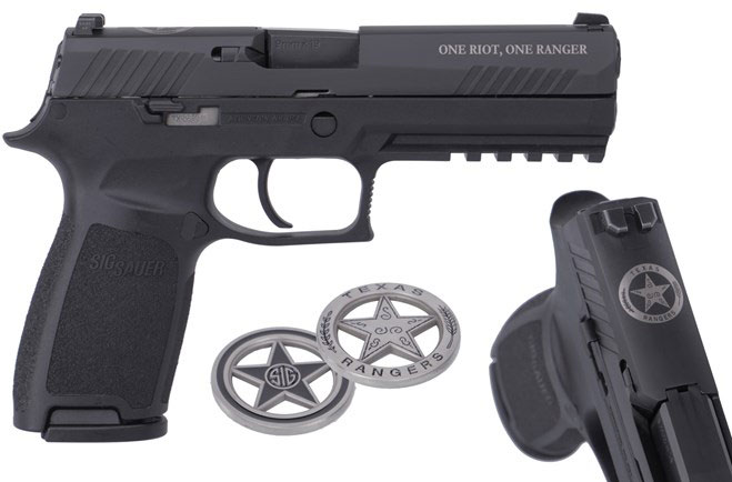 Sig P320 Texas Ranger Pistol 320F9BSSFTRF, 9mm, 4.7 in, Black Grip, Black Finish, Night Sights, 17 Rd
