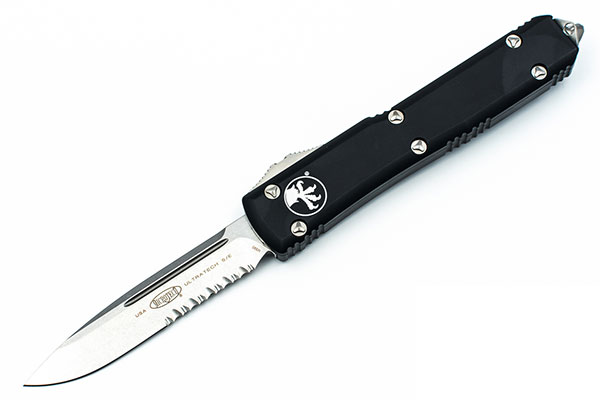 Microtech Ultratech Out-The-Front Automatic Knife, Single Partially Serrated Edge, Stonewash (121-11)