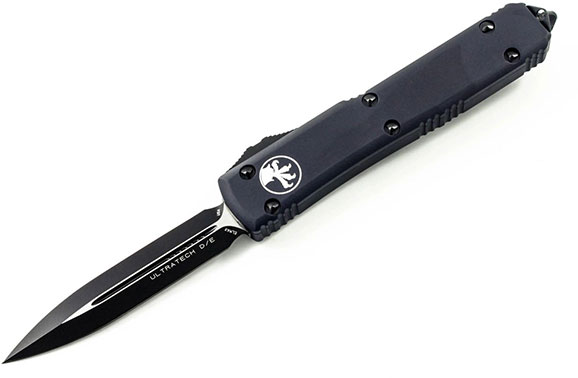 Microtech Ultratech Out-The-Front Automatic Knife, Standard Double Edge, Tactical Black (122-1T)
