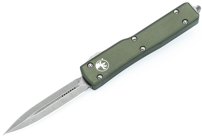 Microtech UTX-70 Out-The Front Automatic Knife, Double Standard Apocalyptic Edge, OD Green (147-10APOD)