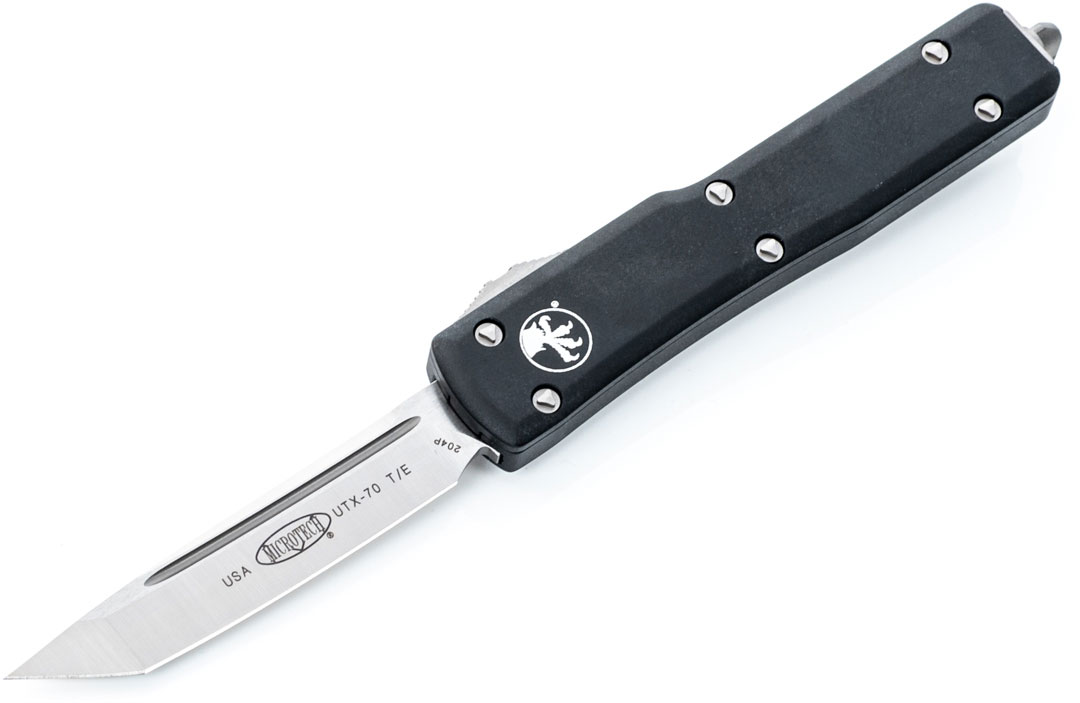Microtech UTX-70 Out-The Front Automatic Knife, Single Standard Satin Edge, Black (149-4)