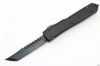 Microtech Ultratech OTF Automatic Knife, Hellhound Shadow DLC Edge, Carbon Fiber Top/DLC Handle (119-1DLCTCFSH)