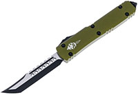 Microtech Ultratech OTF Automatic Knife, Black Hellhound Edge, OD Green (119-1ODS)