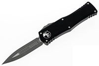 Microtech Hera Automatic Out The Front Knife, Double Edge Standard Apocalyptic Blade, Black Handle (702-10AP)