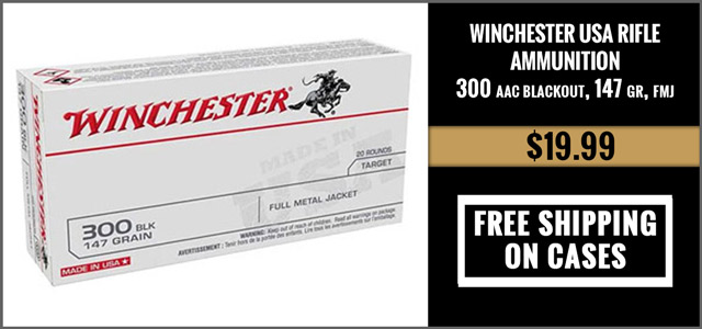 Winchester USA Rifle Ammunition USA300B147, 300 AAC Blackout, Full Metal Jacket, 147 GR, 20 Rd/Bx