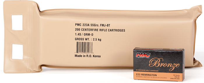 PMC Battle Pack Rifle Ammunition 223ABP, 223 Remington, Full Metal Jacket Boat Tail, 3200 fps, 200 Rd/box