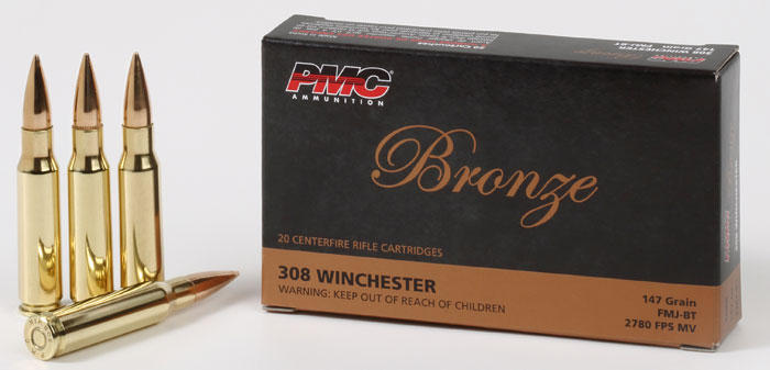 PMC Bronze Line Rifle Ammunition 308B, 308 Winchester, Full Metal Jacket (FMJ), 147 GR, 2780 fps, 20 Rd/bx