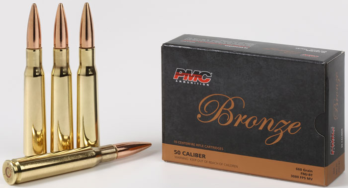 PMC Bronze Line Rifle Ammunition 50A, 50 BMG, Full Metal Jacket Boat-Tail, 660 GR, 10 Rd/bx