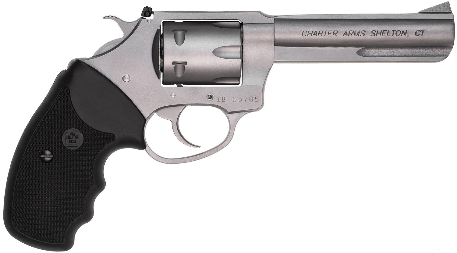 Charter Pathfinder Target Revolver 72342, 22 Win Mag Rimfire (WMR), 4.2", Black Rubber Grips, Stainless Finish, 6 Rds