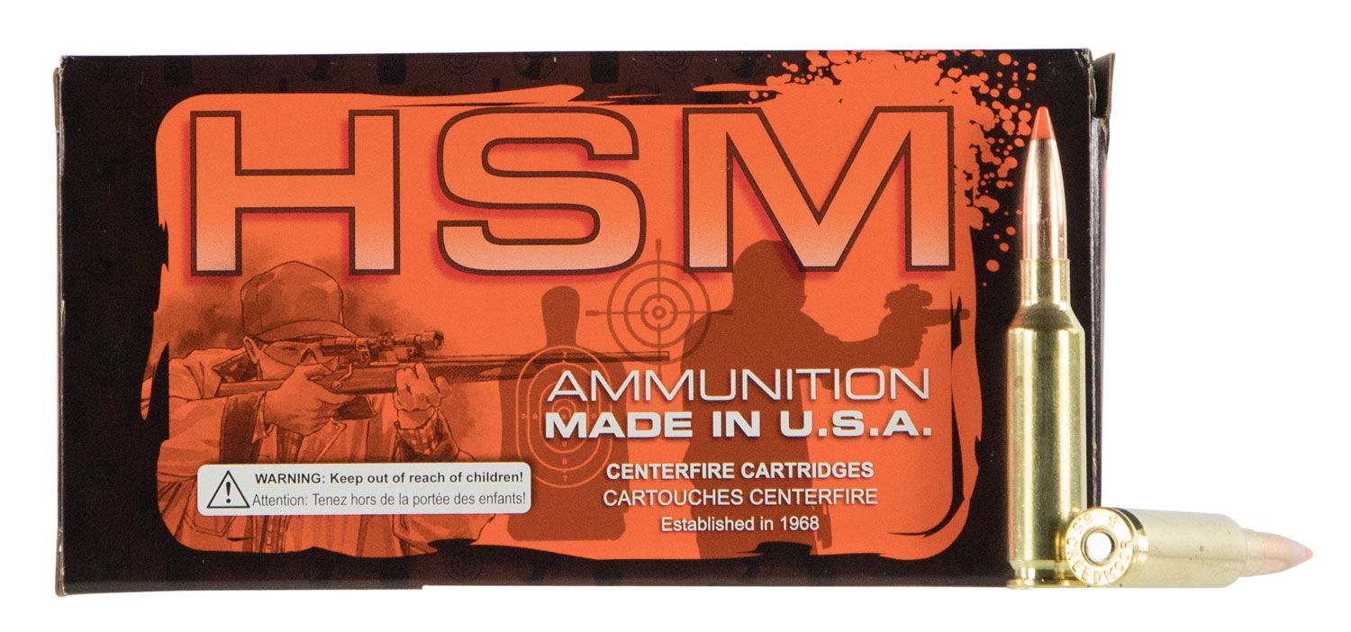 HSM Match Rifle Ammunition 22332N, 223 Remington, Sierra MatchKing Hollow Point Boat-Tail, 90 gr, 2600 fps, 50 Rd/Bx (Bolt Action Only)