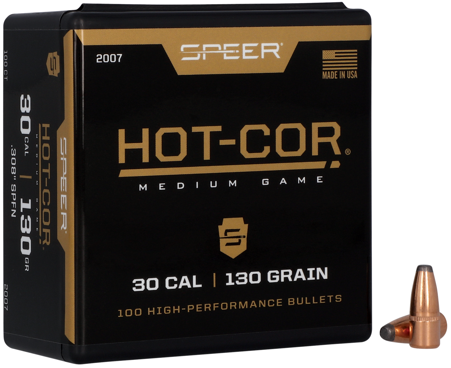 Speer 30 Caliber 130 Grain Flat Nose 100/Box (2007), Not Loaded