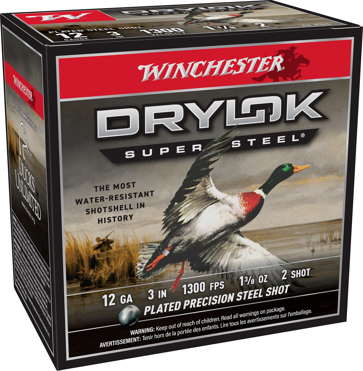 Winchester Ammo Drylok Super Steel Magnum XSM1232, 12 Gauge, 3", 1 3/8 oz, 1300  fps, 2 Shot, 25 Rd/bx