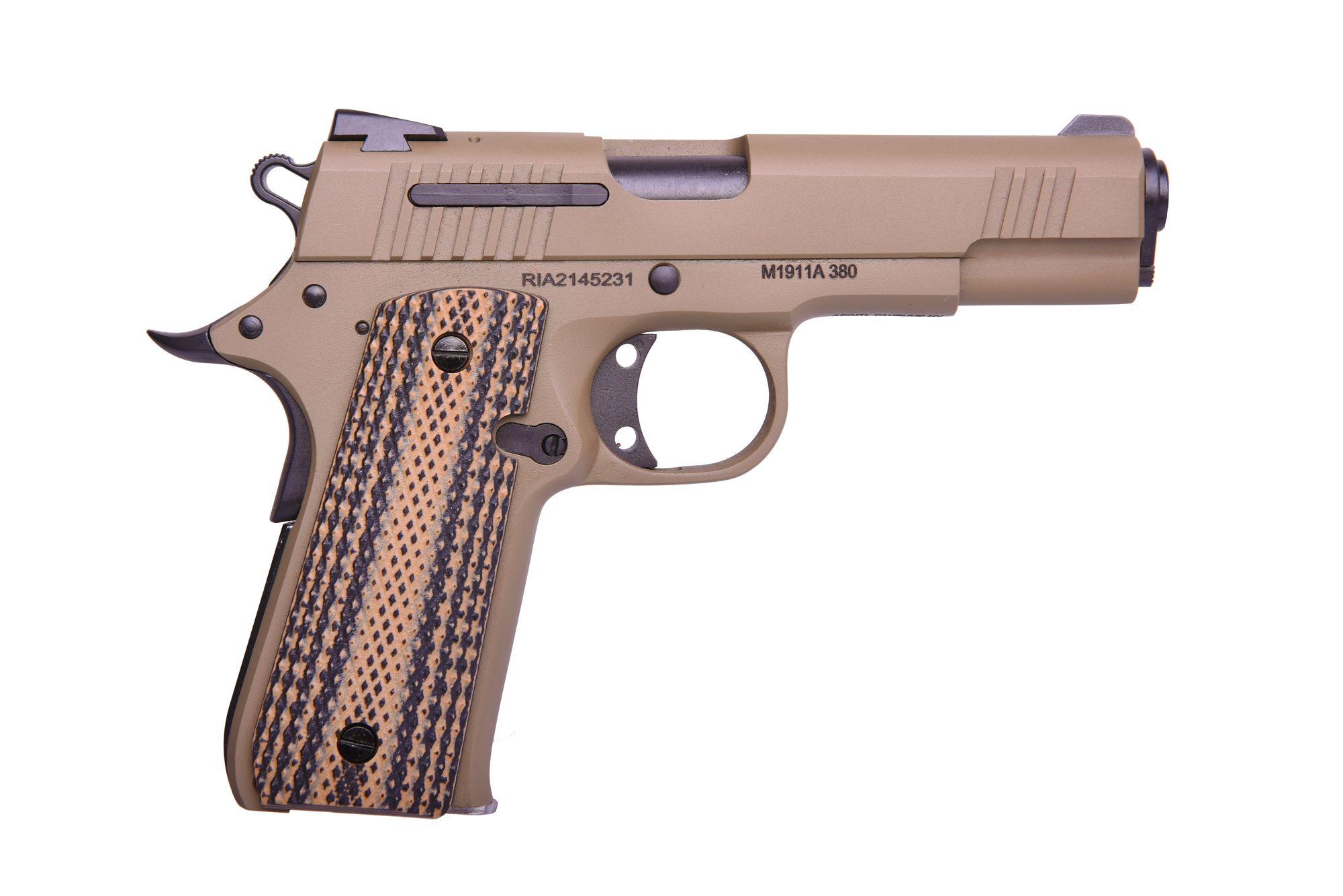 Rock Island Armory RIA 380 Pistol 56785, 380 ACP, 3.75in, Brown G10 Grips, 7 Rds