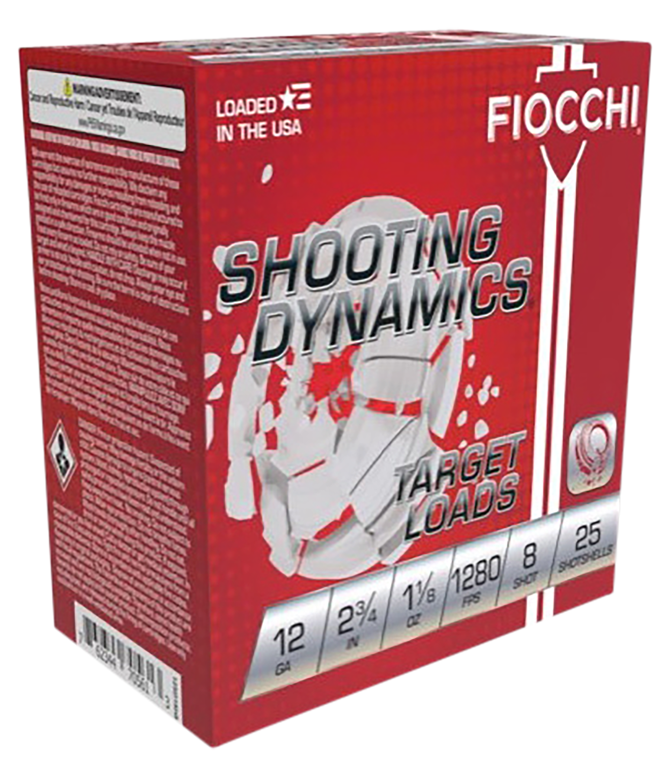 Fiocchi Shooting Dynamics Target Shotshells 12SDHV8, 12 Gauge, 2-3/4", 1 1/8 oz, 1280 fps, #8 Lead, 25 Rds/bx