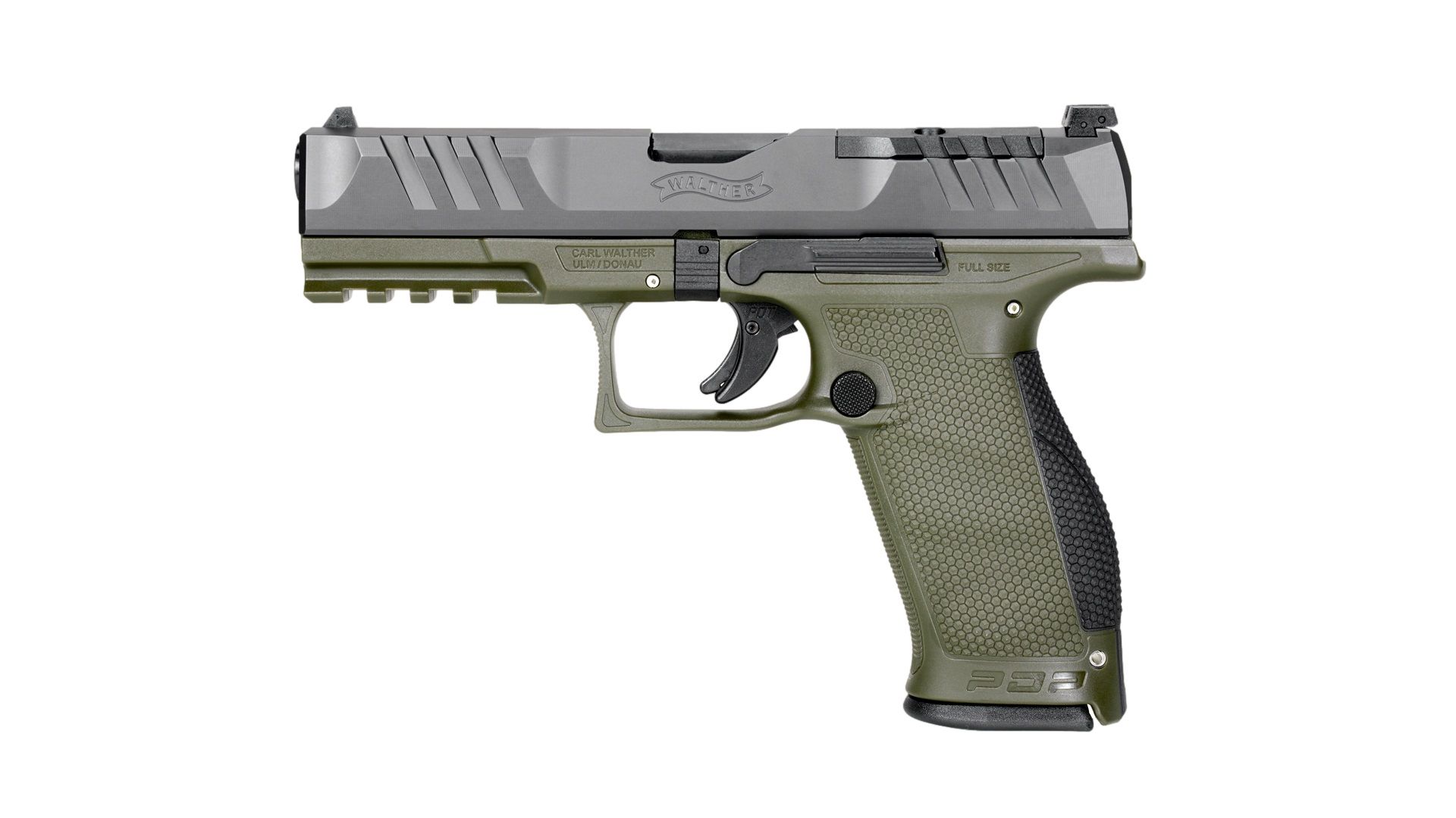 Walther PDP Full Size Optic Ready Pistol 2871874, 9mm, 4.5in, Green Polymer Frame Grips, 10 Rds