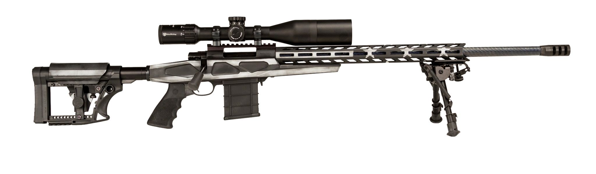Howa M1500 APC American Flag Rifle HCRACF65CUSGMDT, 6.5 Creedmoor, 24", Aluminum Chassis Stock, w/Nikko Stirling Scope, 10 Rds