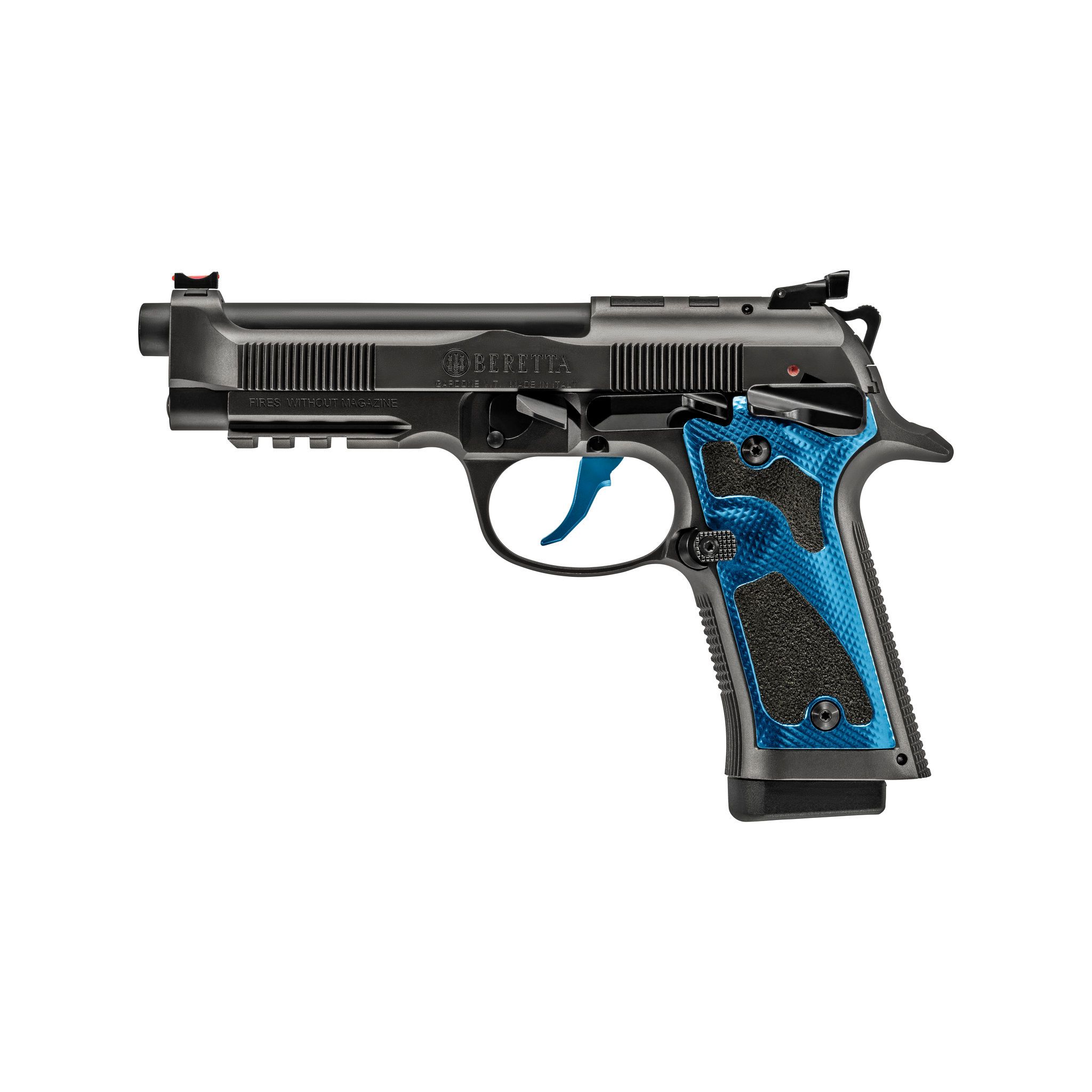 Beretta 92X Performance Series Dark Midnight Pistol J92XPCOBL18, 9mm, 4.9in, Blue Toni Systems Grips, 18 Rds