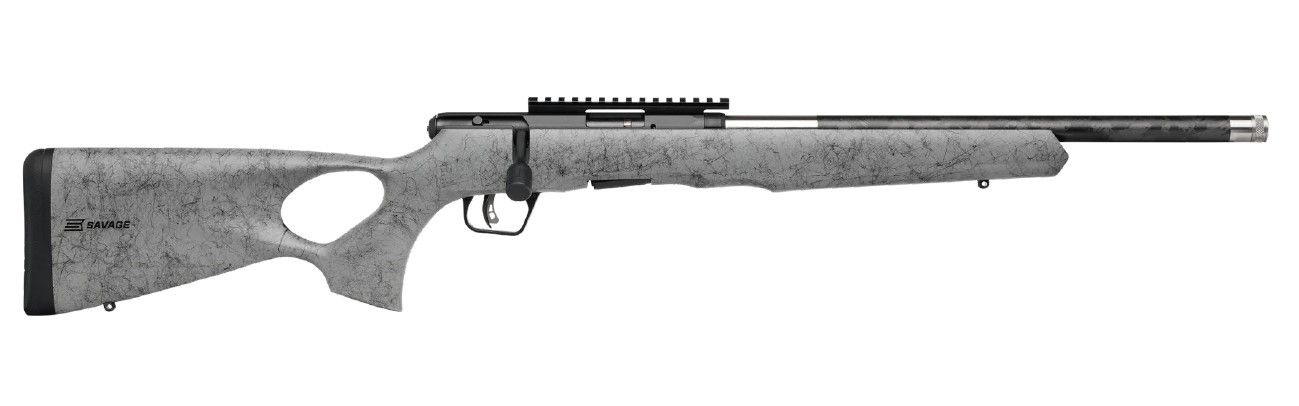 Savage B22 Timberlite Semi-Auto Rifle 70218, 22LR, 18", Grey/black Webbed Thumbhole Stock, 10 Rds