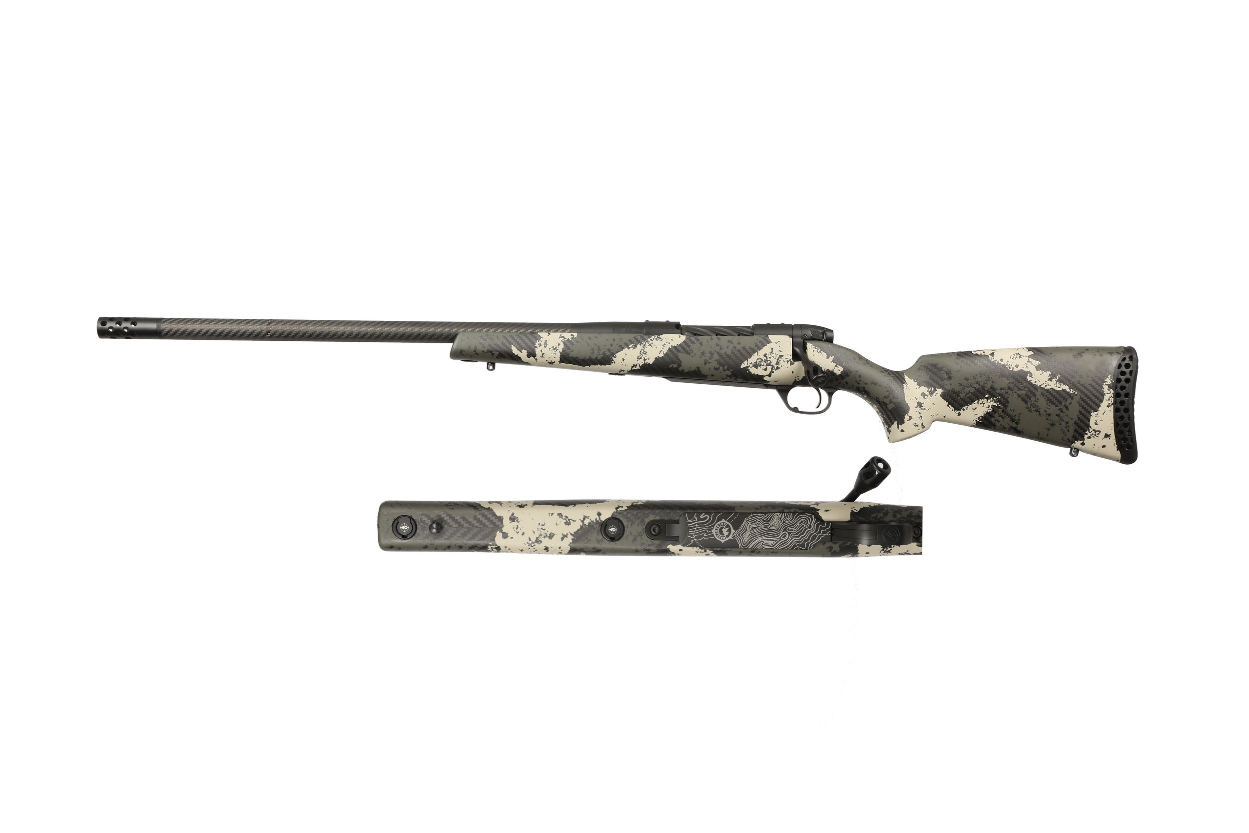 Weatherby Mark V Backcountry Guide Left-Hand Rifle MGS01N240WL4B, 240 Weatherby Mag, 22", Carbon Fiber W/green & Tan Stock, 4 Rds