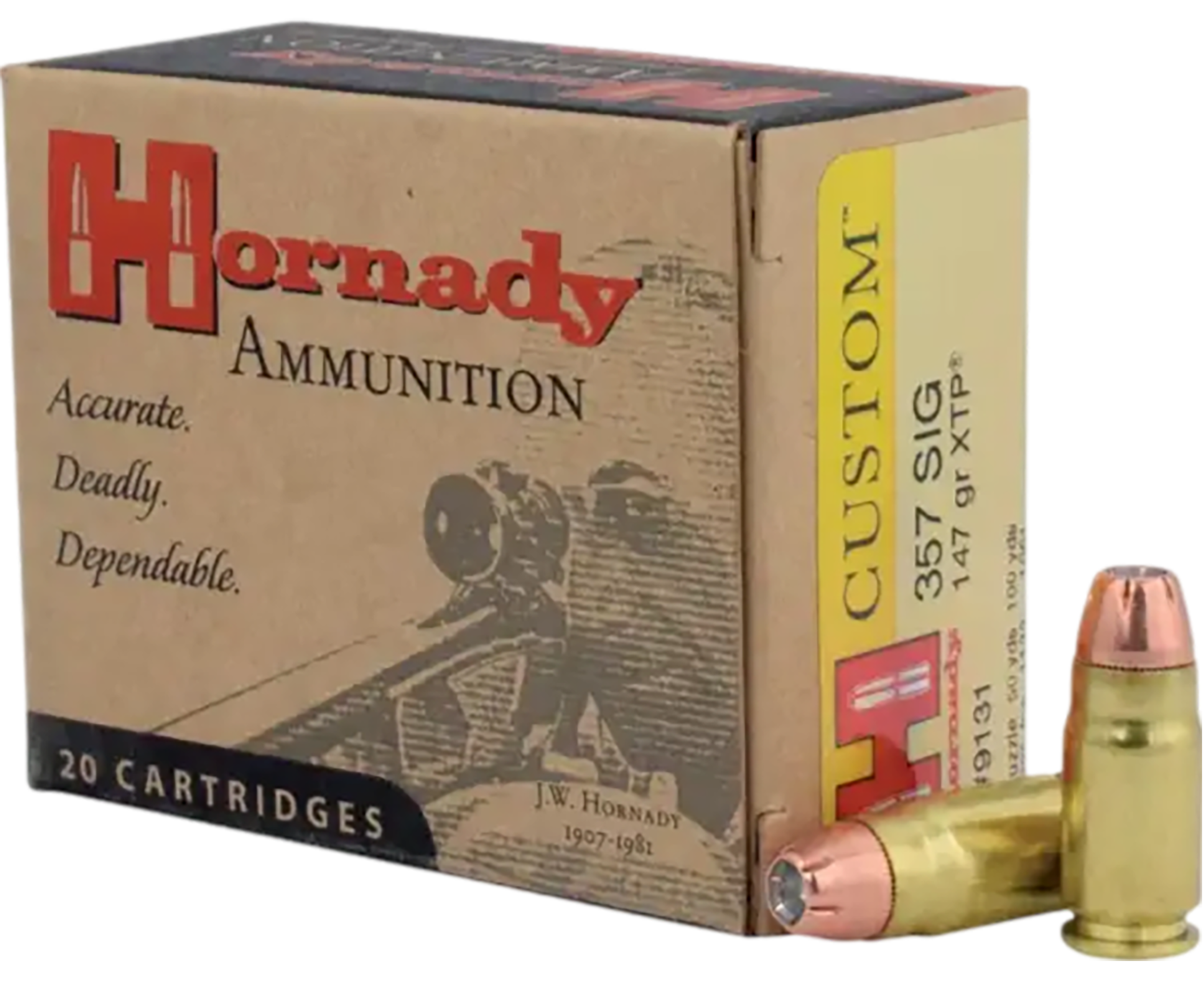 Hornady Handgun Ammunition 9131, 357 Sig Sauer, XTP Jacketed Hollow Point (JHP), 147 GR, 1225 fps, 20 Rd/bx