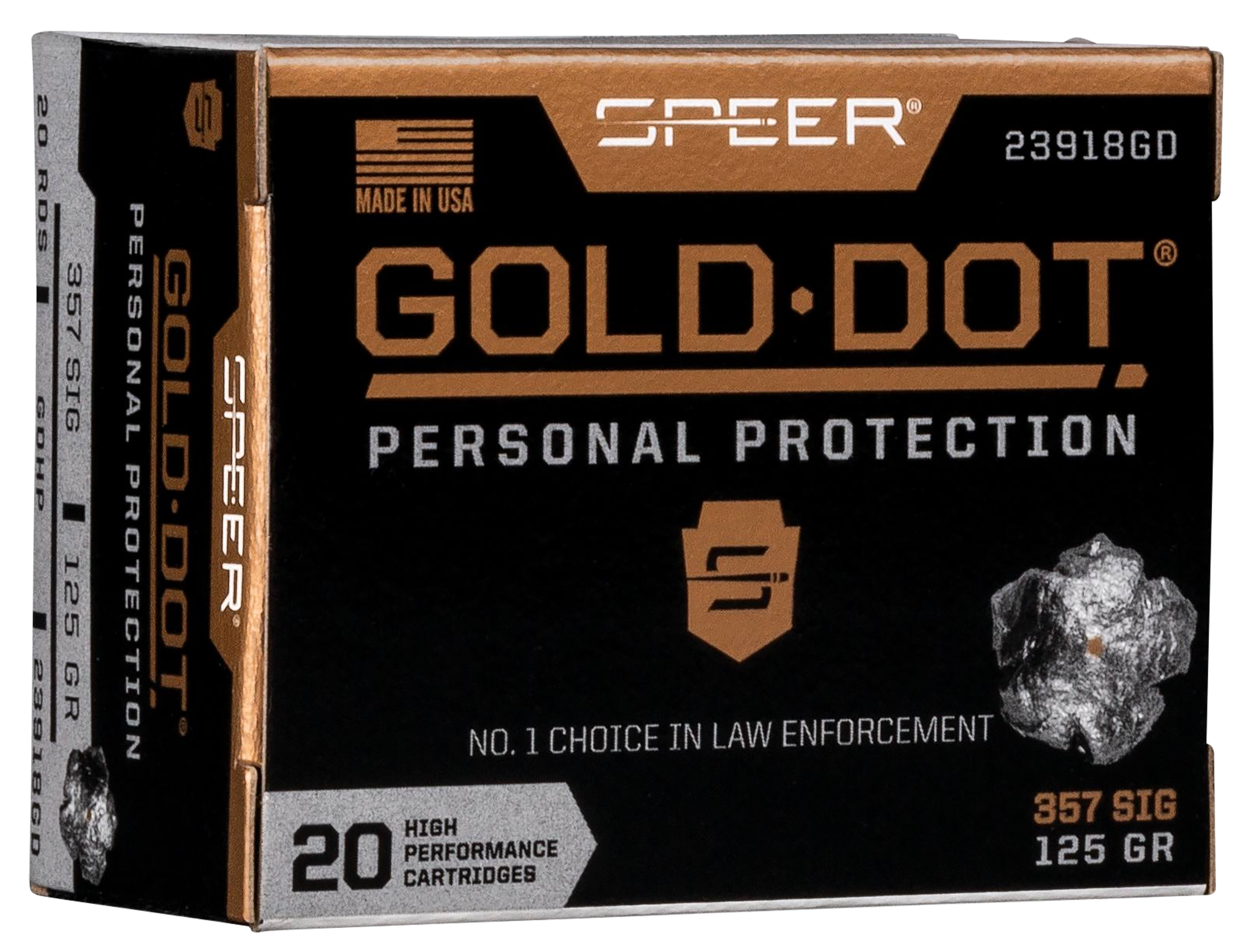 Speer .357 Sig/ 38 Super 125 Grain Gold Dot Hollow Point 100/Box (4360), Not Loaded