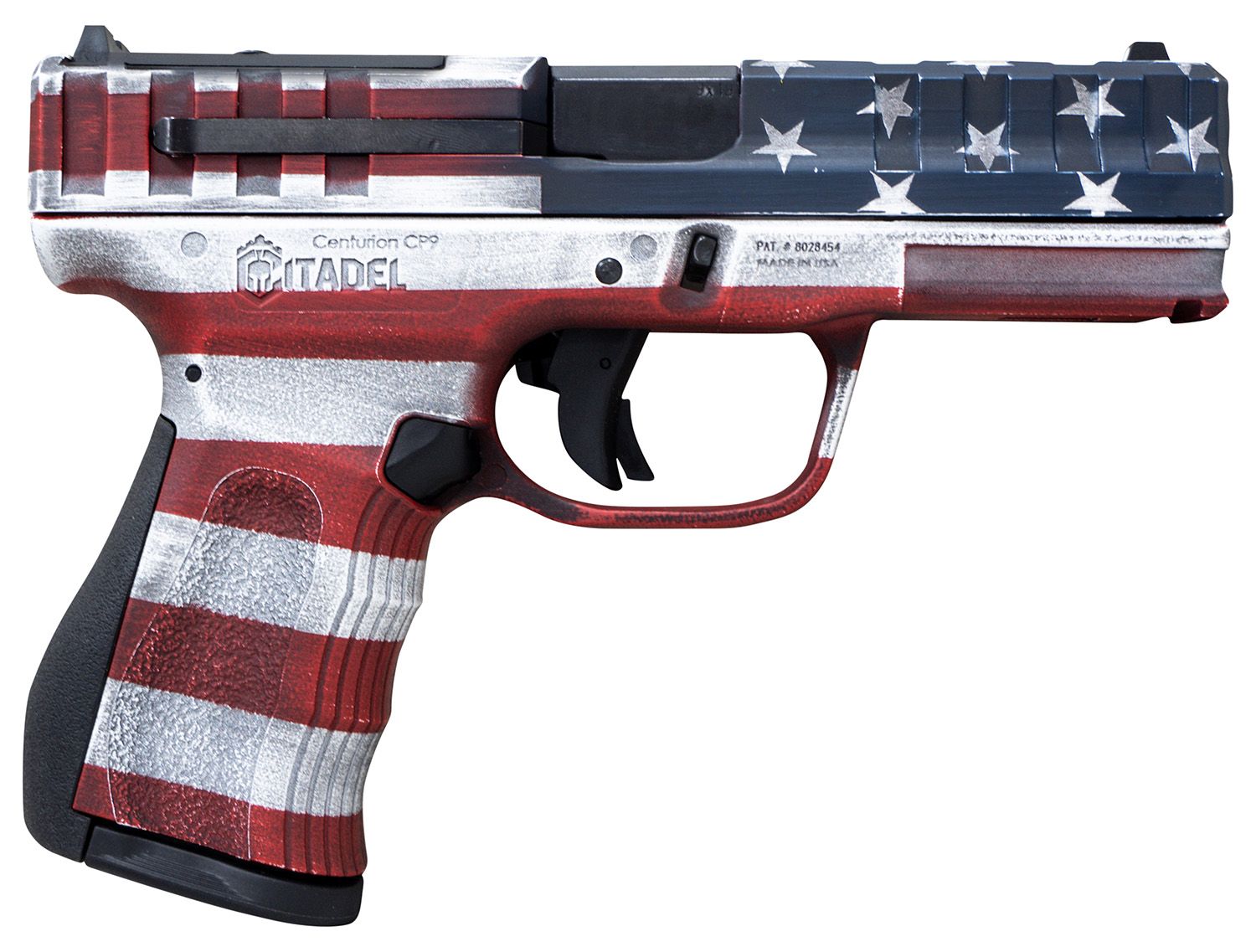 Puma Rifles Centurion CP9 Optic Ready Pistol CITCP9USACAN, 9mm Luger, 4in, Polymer Frame & Grips, American Flag Cerakote Finish, 14 Rds